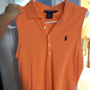 Orange sleeveless slim fit golf shirt